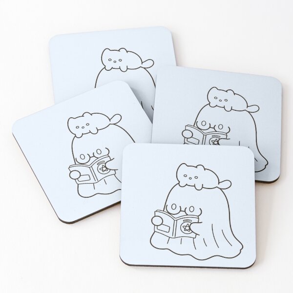 Item preview, Cute Hand Drawn Ghost Reading Book With Cat designed and sold by Porpor Artwork.