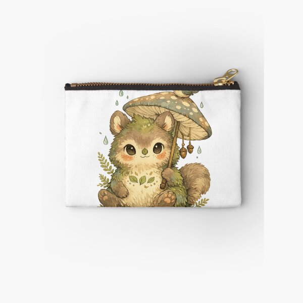 Item preview, Cute Squirrel Mushroom Umbrella Woodland Rain Cottagecore Art designed and sold by inkoutninja.