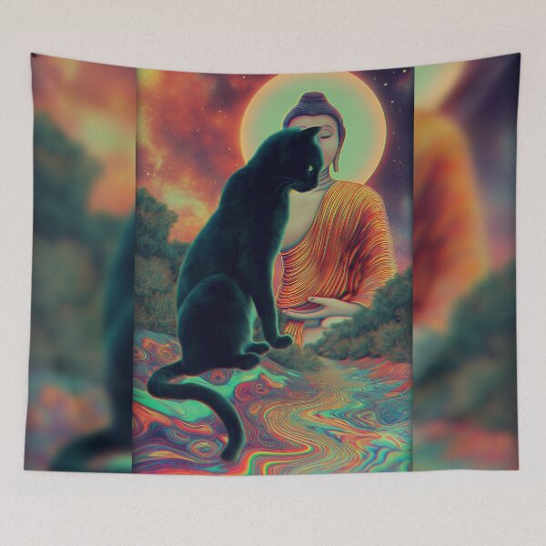 Item preview, The Cat And The Buddha's Halo designed and sold by MongLongStudio.