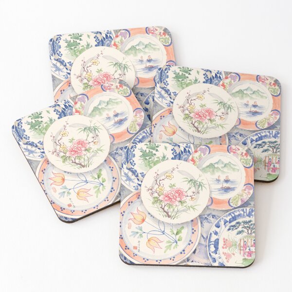 Item preview, Famille Rose Chinoiserie Porcelain Plates Watercolor designed and sold by Fani*.