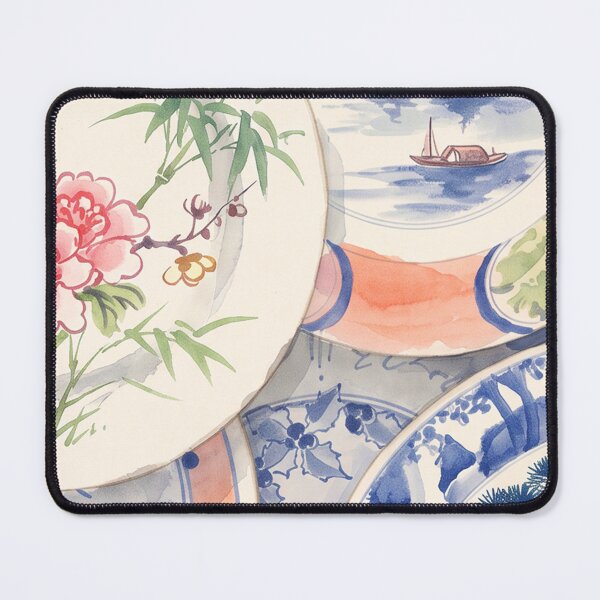 Item preview, Famille Rose Chinoiserie Porcelain Plates Watercolor designed and sold by Fani*.