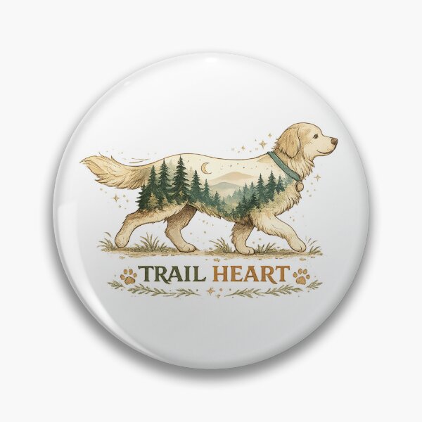 Item preview, Trail Heart Golden Retriever Forest Mountain Hiking Dog Art Design designed and sold by inkoutninja.