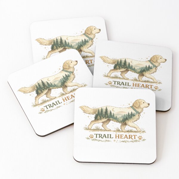Item preview, Trail Heart Golden Retriever Forest Mountain Hiking Dog Art Design designed and sold by inkoutninja.