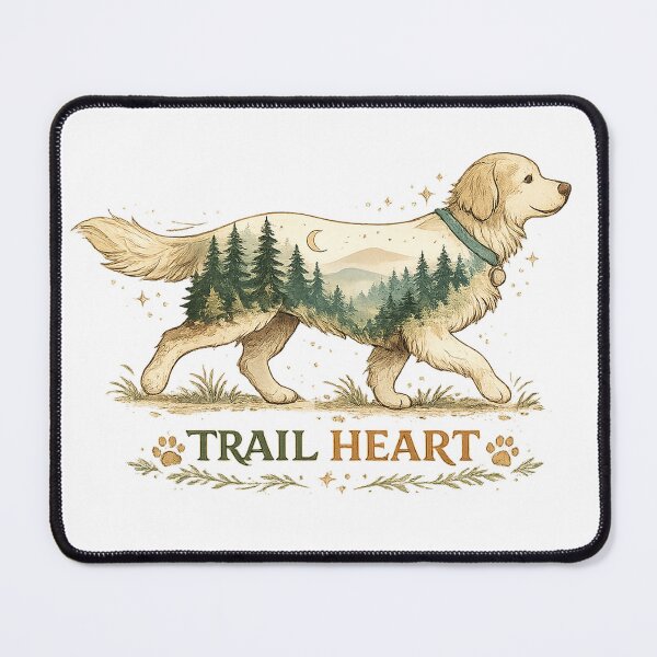 Item preview, Trail Heart Golden Retriever Forest Mountain Hiking Dog Art Design designed and sold by inkoutninja.
