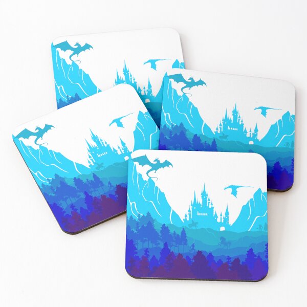 Item preview, Fantasy Scene with Dragons and a Castle designed and sold by larkanneart.