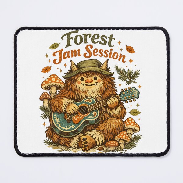 Item preview, Forest Jam Session Bigfoot Guitar Mushroom Cryptid Woodland Art Design designed and sold by inkoutninja.