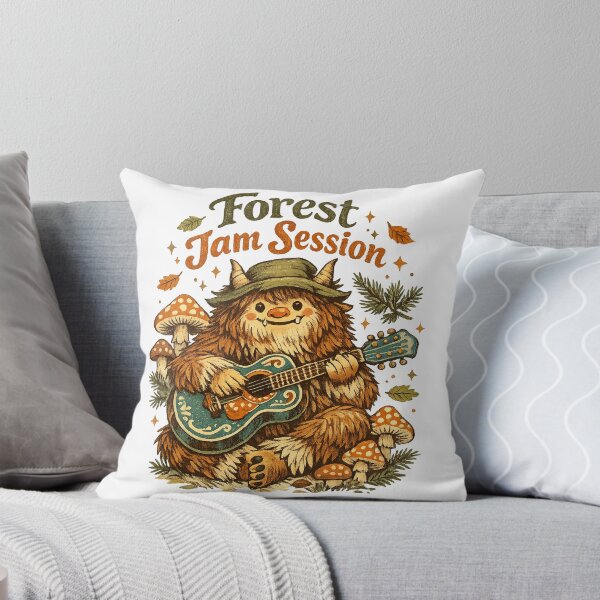 Item preview, Forest Jam Session Bigfoot Guitar Mushroom Cryptid Woodland Art Design designed and sold by inkoutninja.