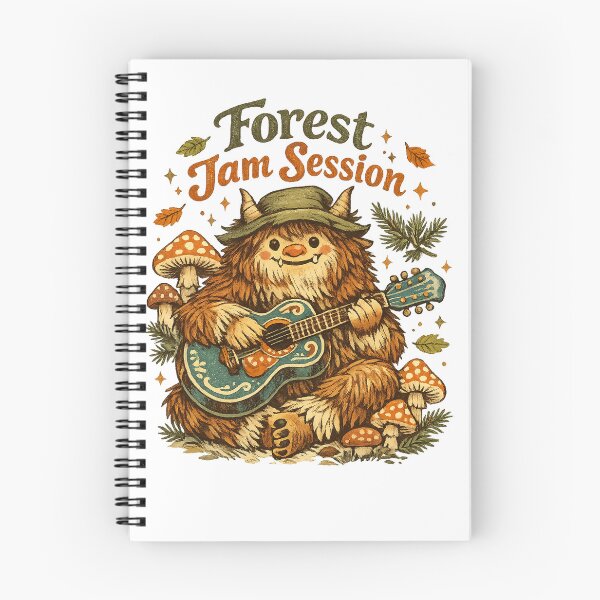 Item preview, Forest Jam Session Bigfoot Guitar Mushroom Cryptid Woodland Art Design designed and sold by inkoutninja.