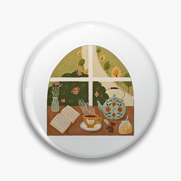 Item preview, Cozy Window with Book Tea Flowers designed and sold by The Lavender Archive.