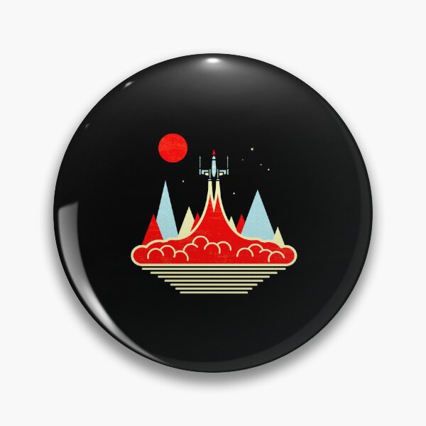 Item preview, Retro Spaceship Rocket Launch Red Sun Mountains Art designed and sold by abgtuwir.