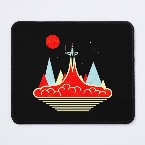 Item preview, Retro Spaceship Rocket Launch Red Sun Mountains Art designed and sold by abgtuwir.