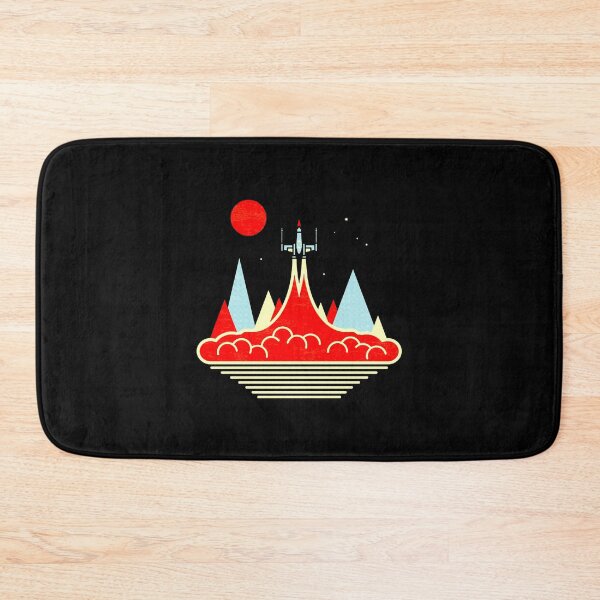 Item preview, Retro Spaceship Rocket Launch Red Sun Mountains Art designed and sold by abgtuwir.
