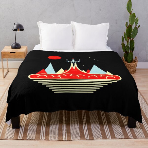 Item preview, Retro Spaceship Rocket Launch Red Sun Mountains Art designed and sold by abgtuwir.