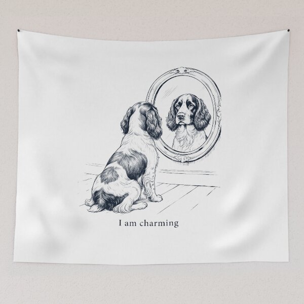 Item preview, English Springer Spaniel I Am Charming Mirror Meme Dog Lover designed and sold by dian-rody-crest.