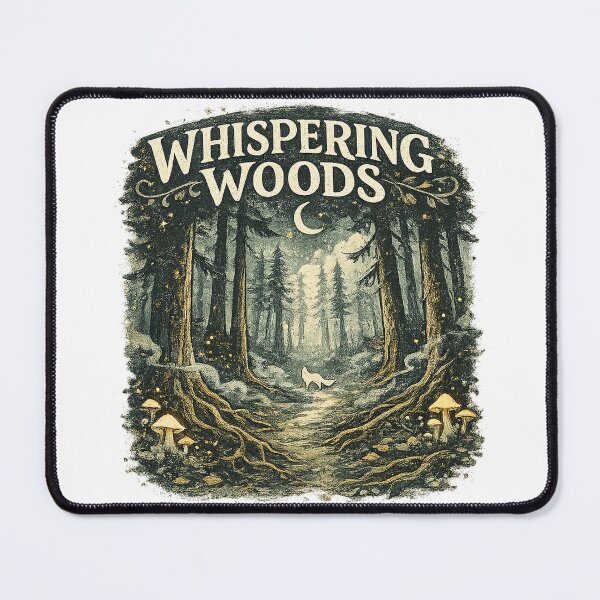 Item preview, Whispering Woods Moonlit Forest Fox Mushroom Cottagecore Art Design designed and sold by inkoutninja.
