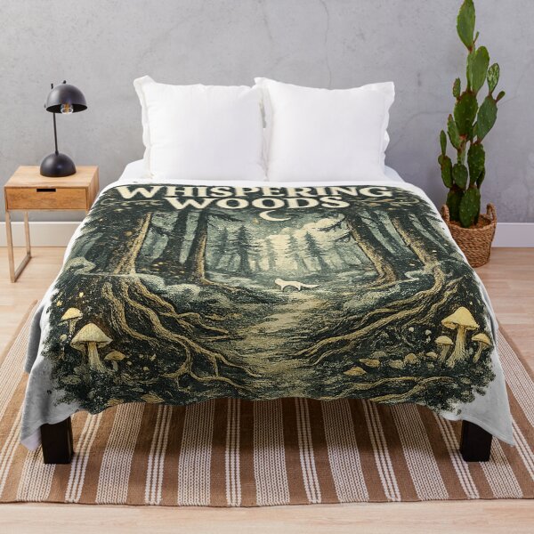 Item preview, Whispering Woods Moonlit Forest Fox Mushroom Cottagecore Art Design designed and sold by inkoutninja.