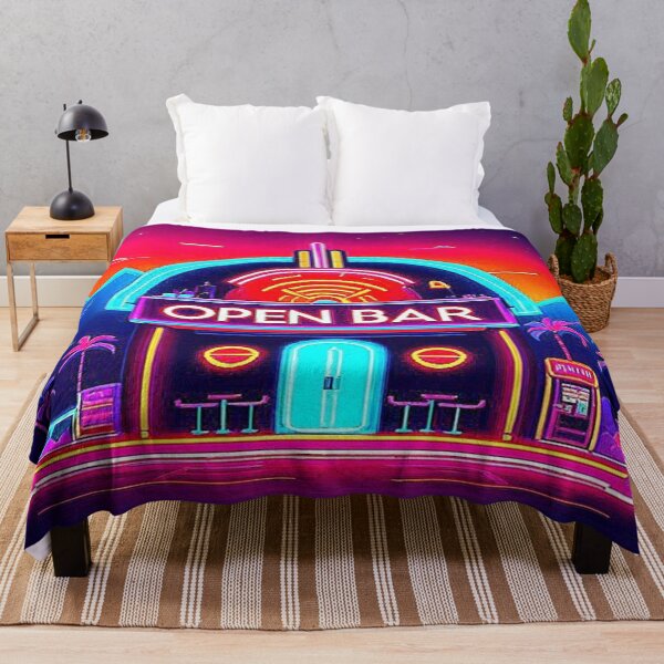 Item preview, Vintage Nightclub Synthwave Neon Cyberpunk Style of an Open Bar with Neon Sign in Desert. designed and sold by Giulivo Store Graphic.