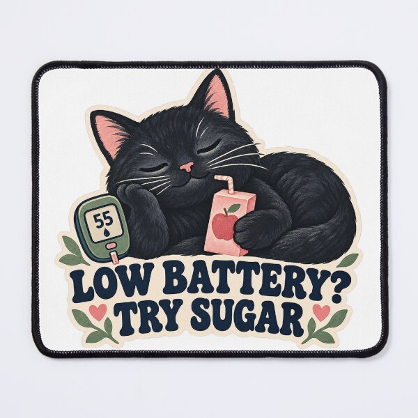 Item preview, Low Battery? Try Sugar - Funny Diabetic Cat designed and sold by Elahi-Design.