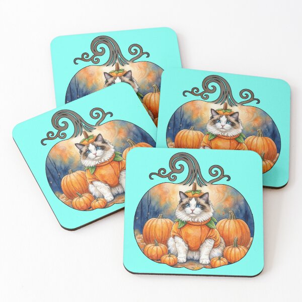 Item preview, Funny Ragdoll Cat in a Pumpkin Costume designed and sold by Lion and Lamb Design.