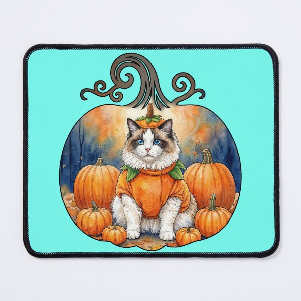 Item preview, Funny Ragdoll Cat in a Pumpkin Costume designed and sold by Lion and Lamb Design.