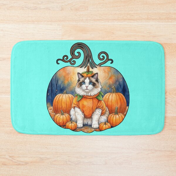 Item preview, Funny Ragdoll Cat in a Pumpkin Costume designed and sold by Lion and Lamb Design.