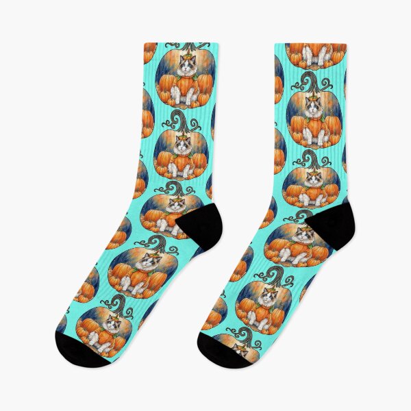 Item preview, Funny Ragdoll Cat in a Pumpkin Costume designed and sold by Lion and Lamb Design.