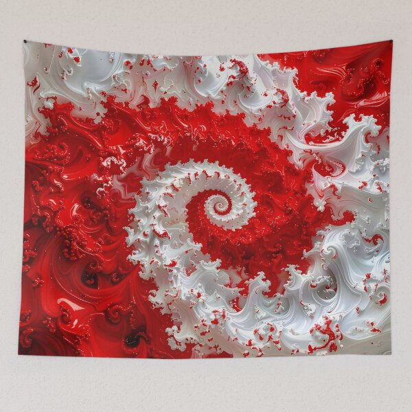 Item preview, Duality of Crimson and Ivory Ribbon Waves designed and sold by Vicky Brago-Mitchell®.