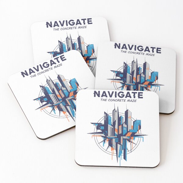 Item preview, Navigate The Concrete Maze Urban City Compass Skyline Art designed and sold by cannsuh.