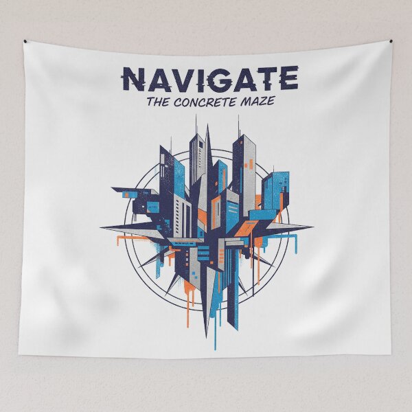 Item preview, Navigate The Concrete Maze Urban City Compass Skyline Art designed and sold by cannsuh.