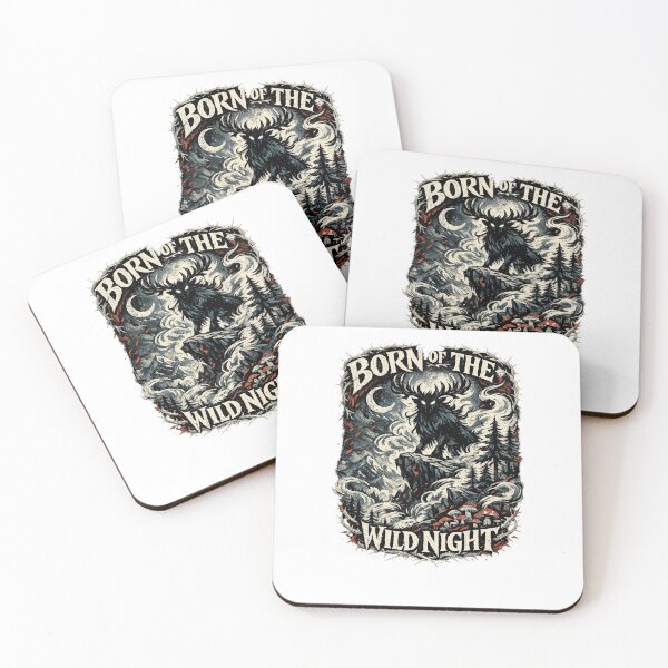 Item preview, Born of the Wild Night Horned Cryptid Gothic Forest Moon Art Design designed and sold by inkoutninja.
