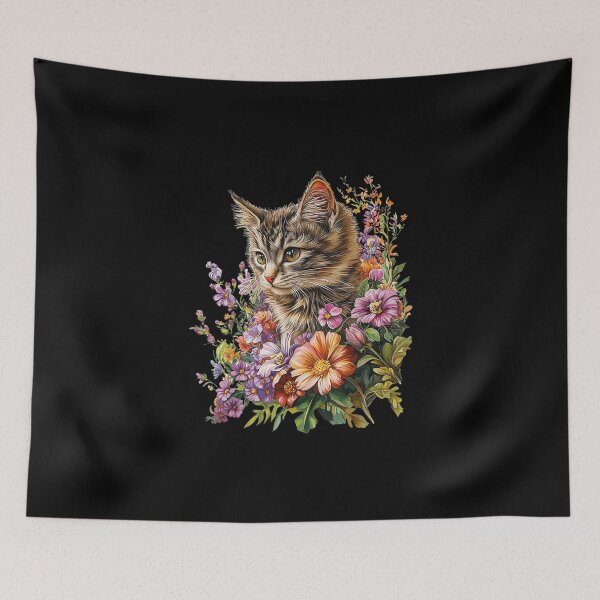 Item preview, Cat Flower Floral Cute Kitten  designed and sold by RannaHile.