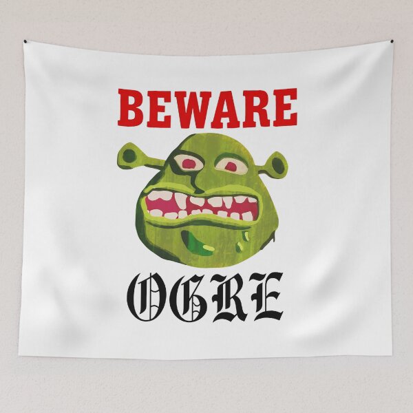 Item preview, Beware Ogre Face Green Creature Warning Character designed and sold by SASHASALLE.