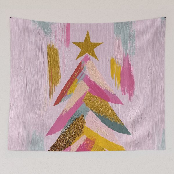 Item preview, Colorful Textured Abstract Christmas Tree Painting designed and sold by colorful-white.