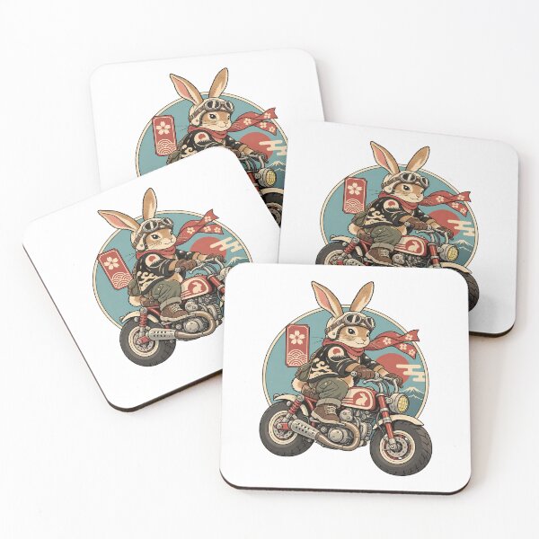 Item preview, Biker Bunny, Japanese Biker Bunny Vintage Motorcycle Rider Kawaii Rabbit designed and sold by graphic-genie.