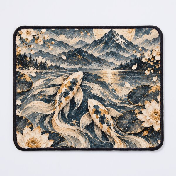 Item preview, Indigo-Golden Koi Pond designed and sold by WeaveSphere.