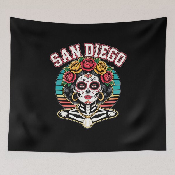 Item preview, San Diego Sugar Skull Flower City Baseball  designed and sold by RuperDelois.