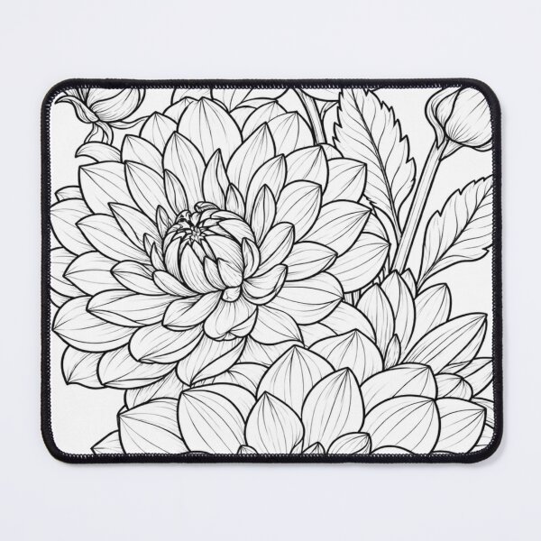 Item preview, Dahlia Floral Bouquet Line Art designed and sold by Fun In The Sun .