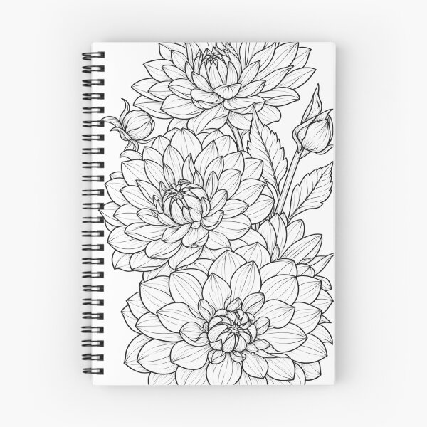 Item preview, Dahlia Floral Bouquet Line Art designed and sold by Fun In The Sun .