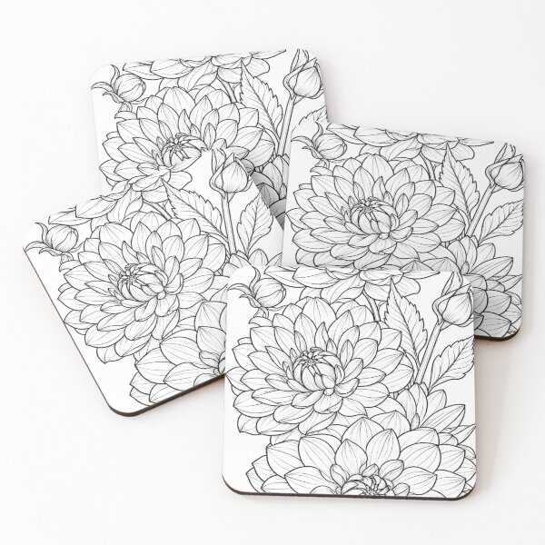 Item preview, Dahlia Floral Bouquet Line Art designed and sold by Fun In The Sun .