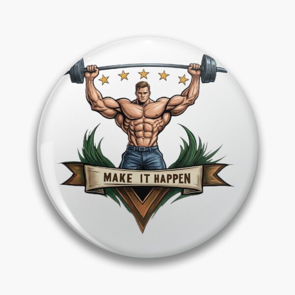 Item preview, Fitness Sports Motivation | MAKE IT HAPPEN | Retro Muscular Weightlifting Bodybuilder Gym Quote. designed and sold by Giulivo Store Graphic.