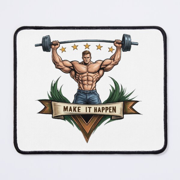 Item preview, Fitness Sports Motivation | MAKE IT HAPPEN | Retro Muscular Weightlifting Bodybuilder Gym Quote. designed and sold by Giulivo Store Graphic.