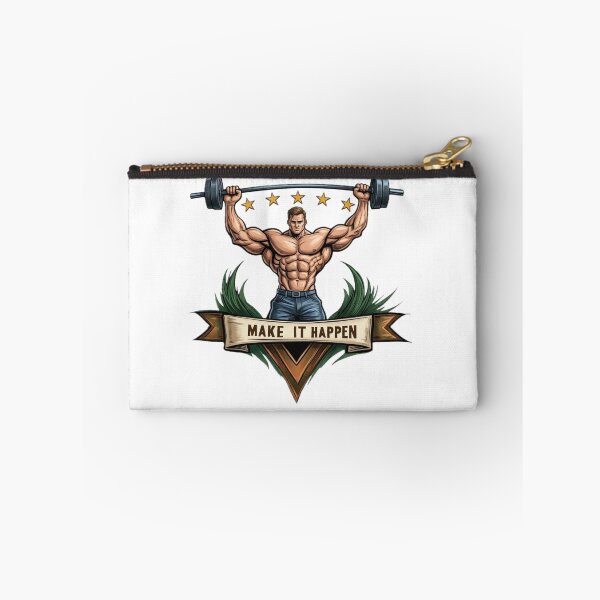 Item preview, Fitness Sports Motivation | MAKE IT HAPPEN | Retro Muscular Weightlifting Bodybuilder Gym Quote. designed and sold by Giulivo Store Graphic.