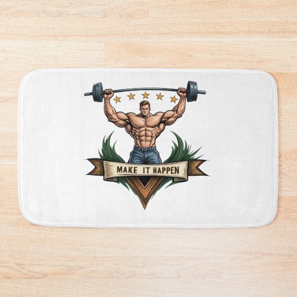 Item preview, Fitness Sports Motivation | MAKE IT HAPPEN | Retro Muscular Weightlifting Bodybuilder Gym Quote. designed and sold by Giulivo Store Graphic.