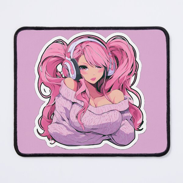 Item preview, Cute Pink Anime Headphones Girl designed and sold by NovaBlossomCo.