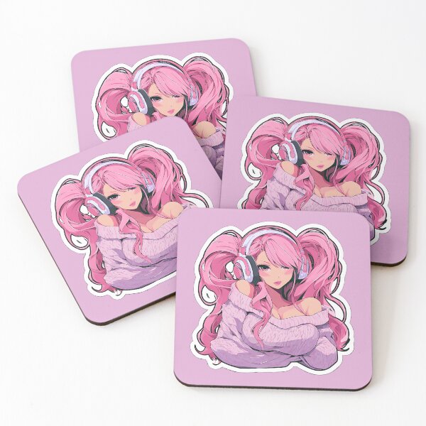 Item preview, Cute Pink Anime Headphones Girl  designed and sold by NovaBlossomCo.