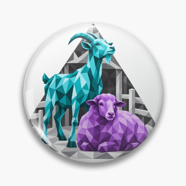 Item preview, Geometric turquoise goat and violet sheep designed and sold by danart7.