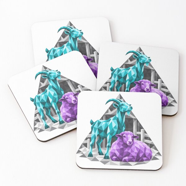 Item preview, Geometric turquoise goat and violet sheep designed and sold by danart7.