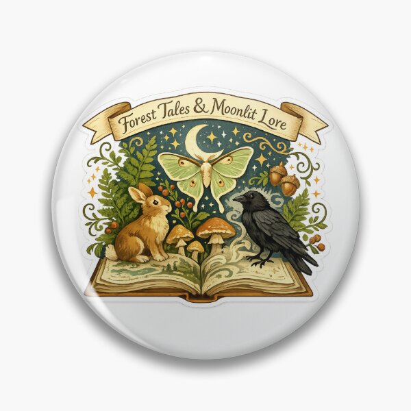 Item preview, Forest Tales and Moonlit Lore Bookish Woodland Rabbit Raven Moth Art designed and sold by inkoutninja.
