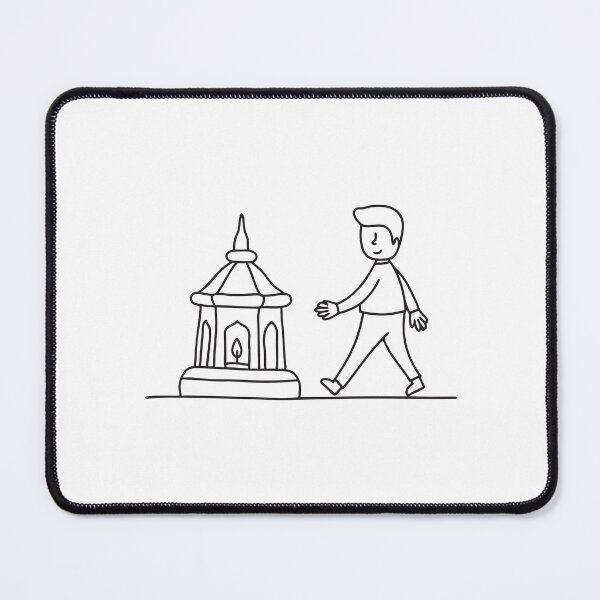 Item preview, An illustration of visitor walking beside a vihara lantern designed and sold by rasagamastore.