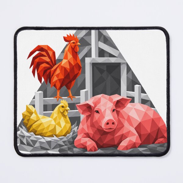 Item preview, Geometric rooster, hen and pig designed and sold by danart7.